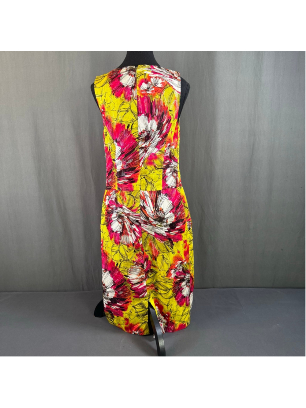 St John Dress 12 Silk Metallic Floral Sheath Luxury Resort Coastal Pink Yellow - Picture 4 of 16